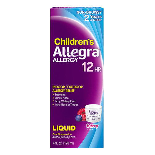 Allegra Childrens 12 Hour Allergy Relief Oral Suspension Liquid, Berry - 4 Oz